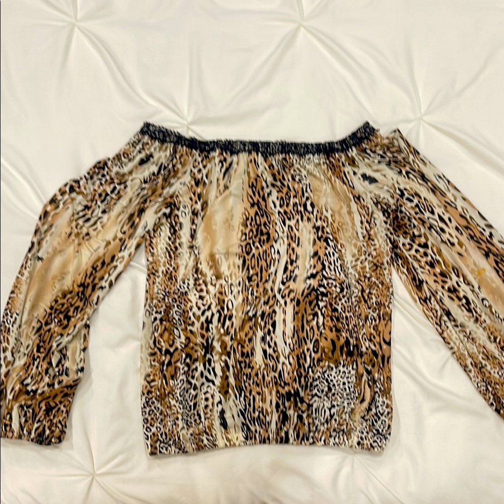 Leopard Print Off-Shoulder Women's Top